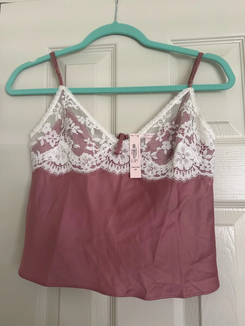 Victoria's Secret Dusty Rose Satin Lace Cami & Shorts Set